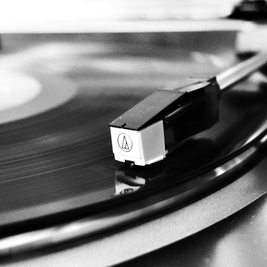 vinyl record on vinyl player