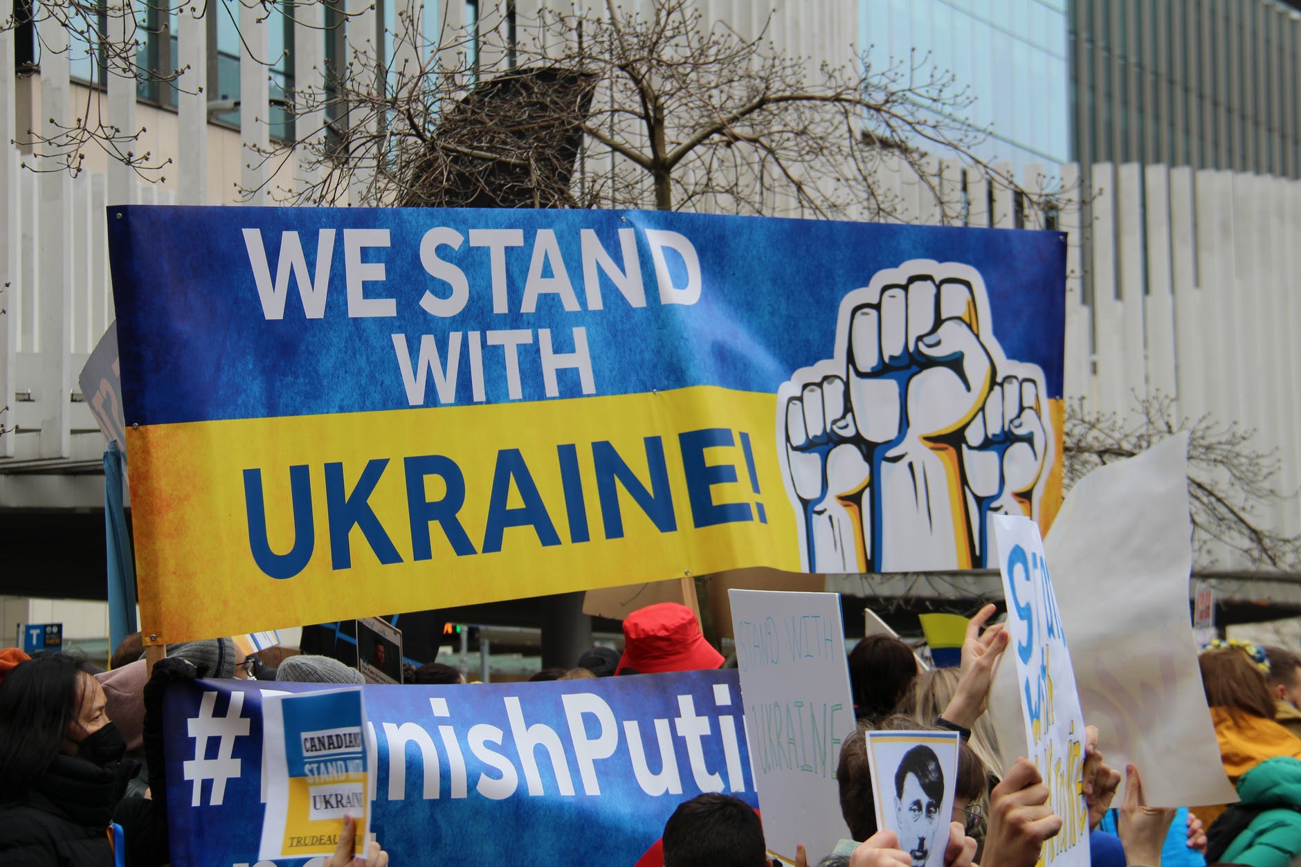 demonstration placards and banners
