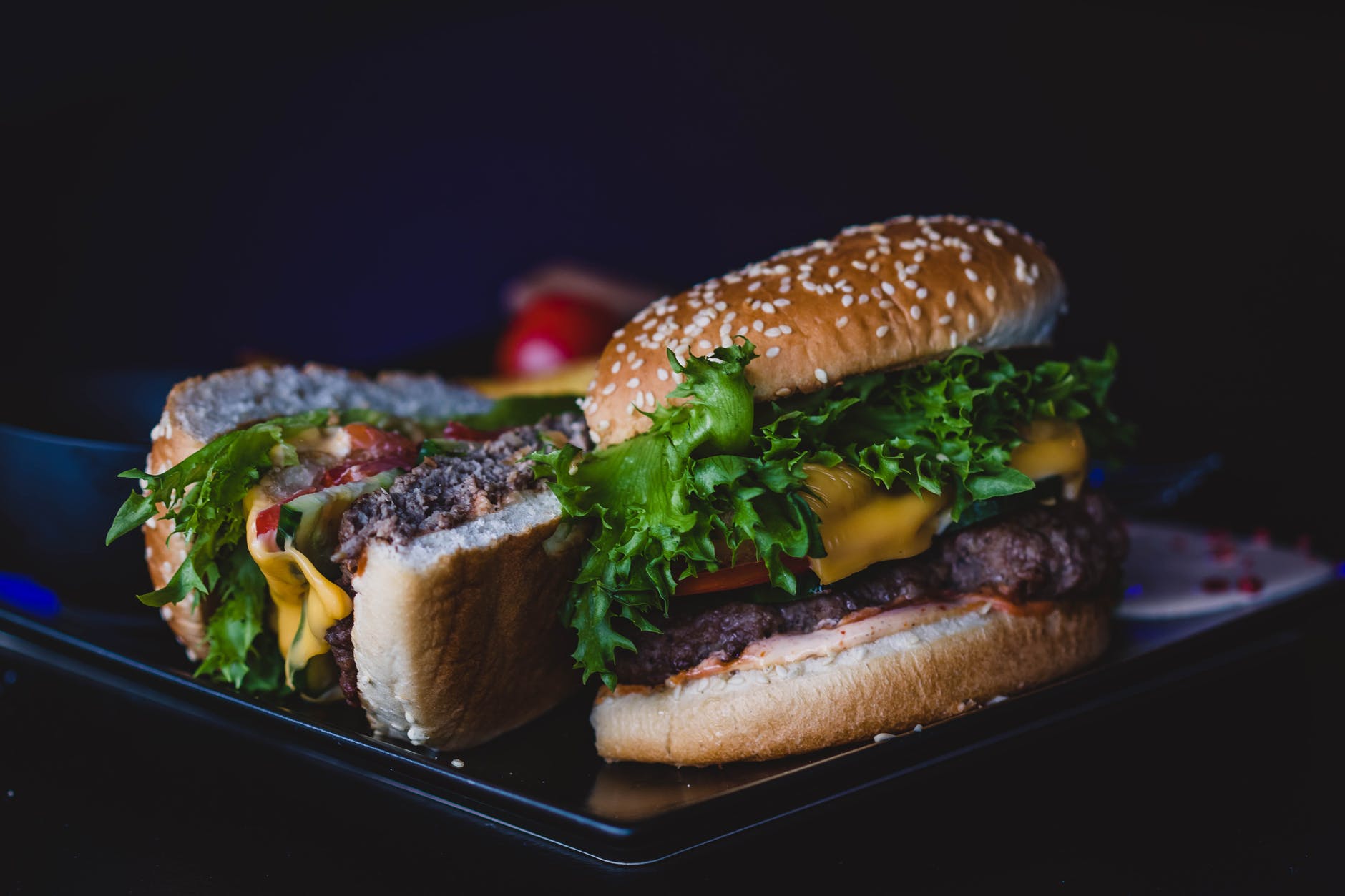 selective focus photo of cheeseburger