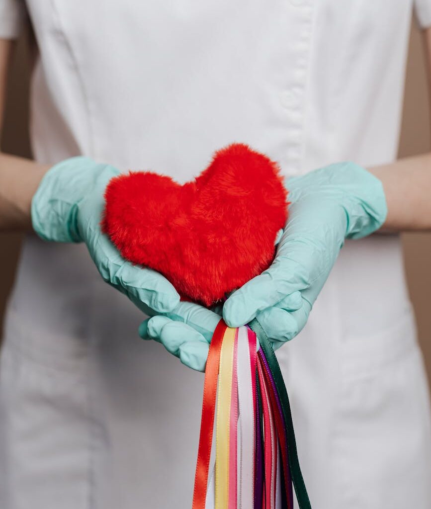 heart with colorful strings