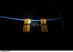 Glowing glass droplets on the ISS