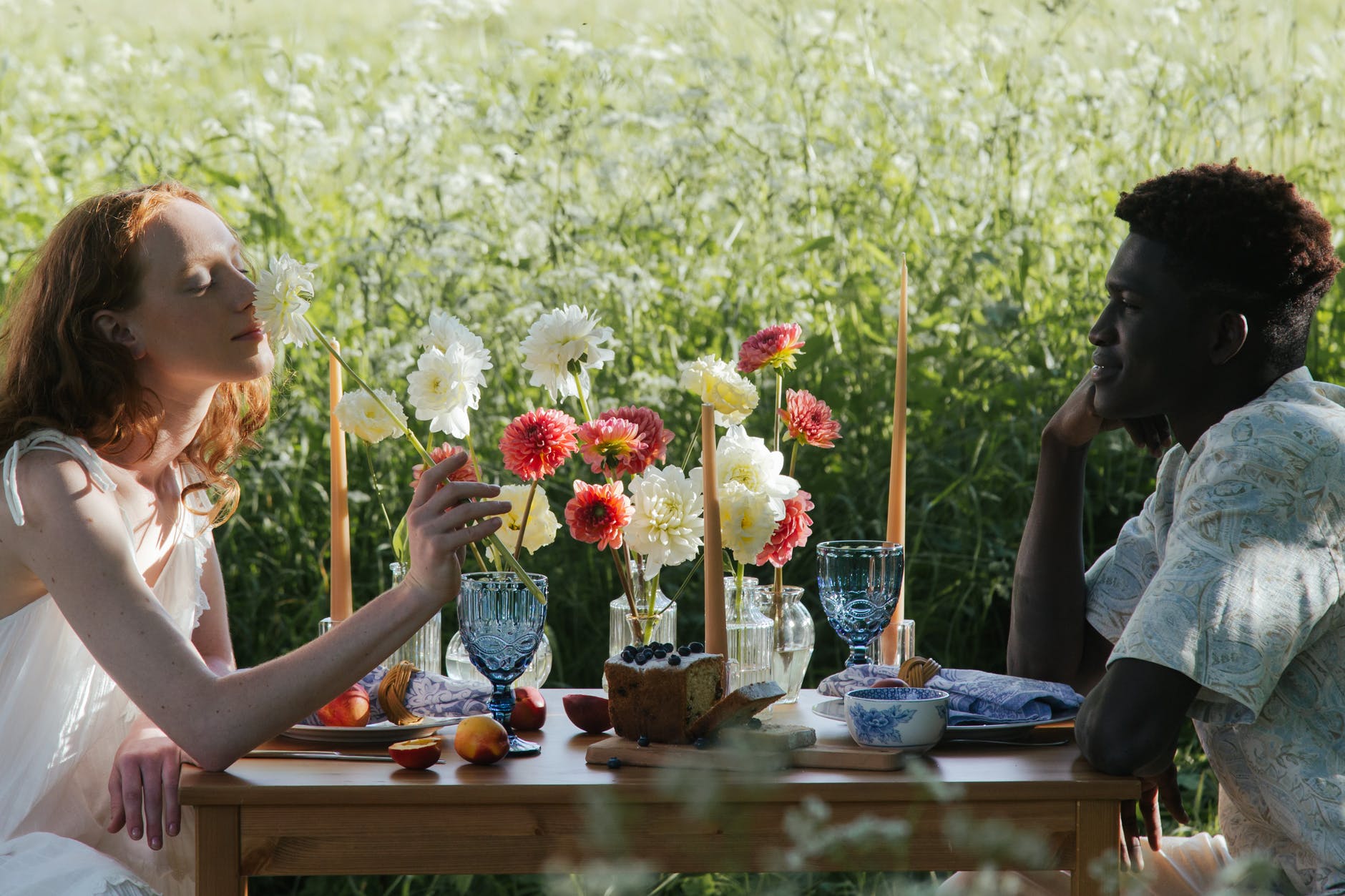 man and woman on a date